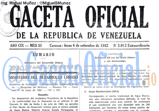 Gaceta Oficial 3012 del 6 Septiembre 1982