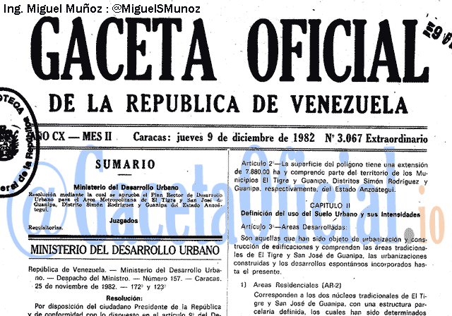 Gaceta Oficial 3067 del 9 Diciembre 1982