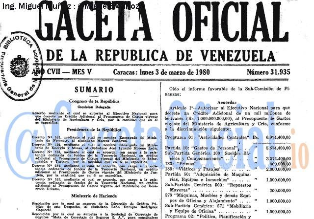 Gaceta Oficial 31935 del 3 Marzo 1980