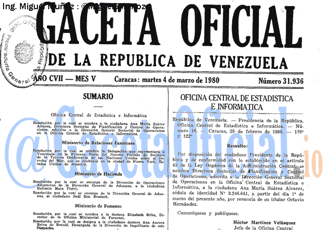 Gaceta Oficial 31936 del 4 Marzo 1980