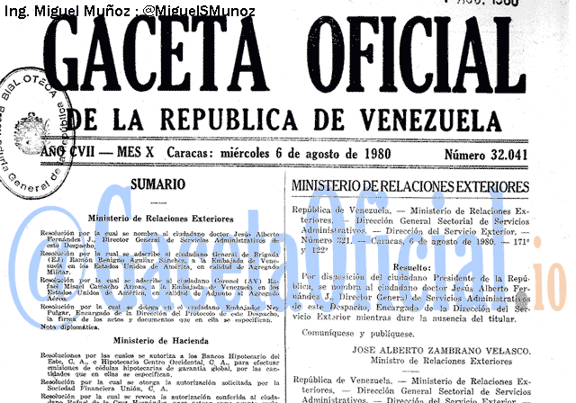 Gaceta Oficial 32041 del 6 Agosto 1980
