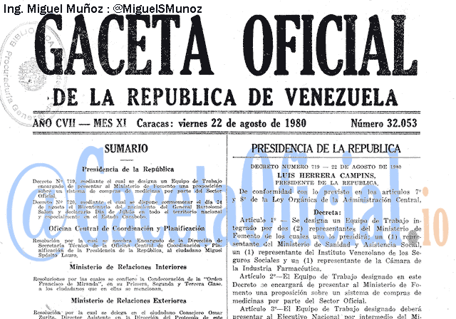Gaceta Oficial 32053 del 22 Agosto 1980