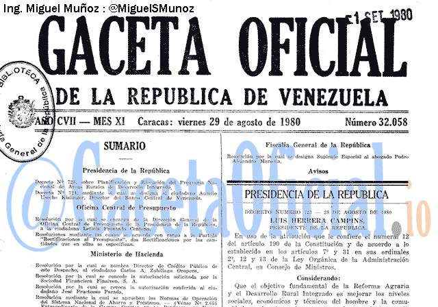 Gaceta Oficial 32058 del 29 Agosto 1980
