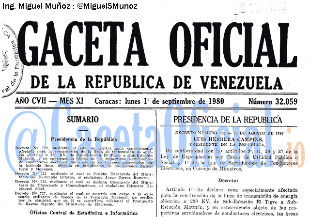 Gaceta Oficial 32059 del 1 Septiembre 1980