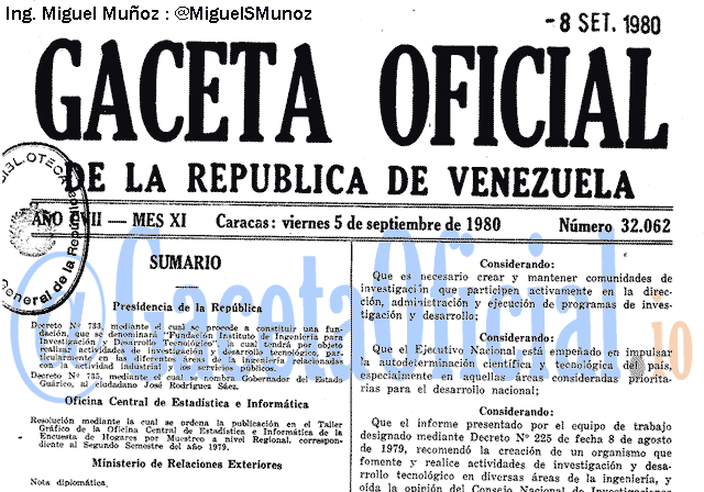 Gaceta Oficial 32062 del 5 Septiembre 1980