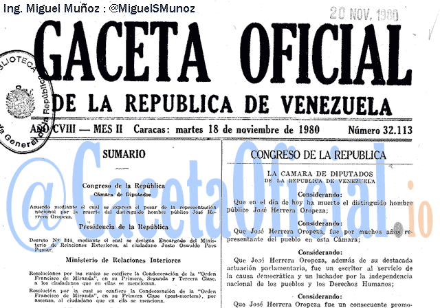 Gaceta Oficial 32113 del 18 Noviembre 1980