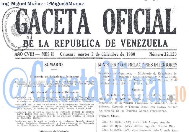Gaceta Oficial 32123 del 2 Diciembre 1980