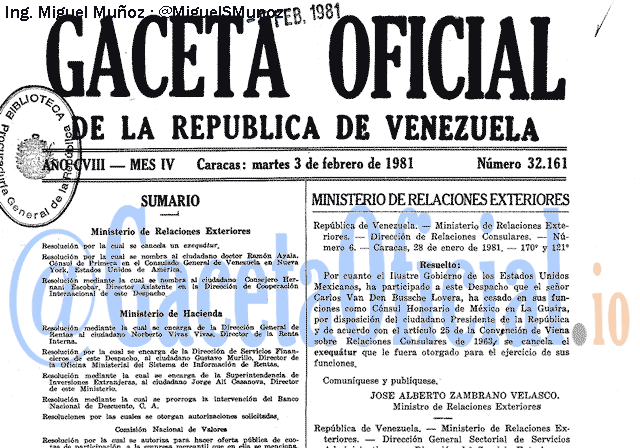 Gaceta Oficial 32161 del 3 Febrero 1981