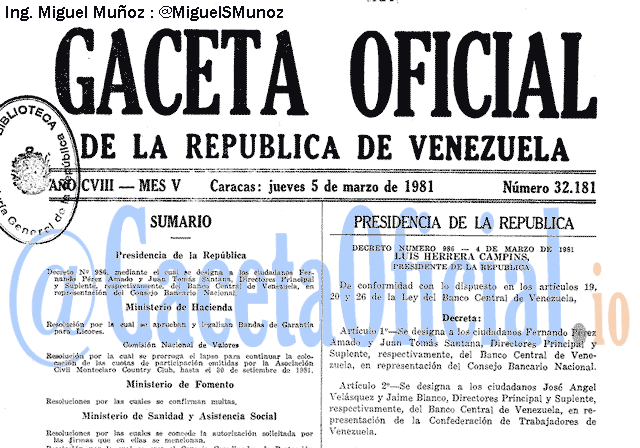 Gaceta Oficial 32181 del 5 Marzo 1981