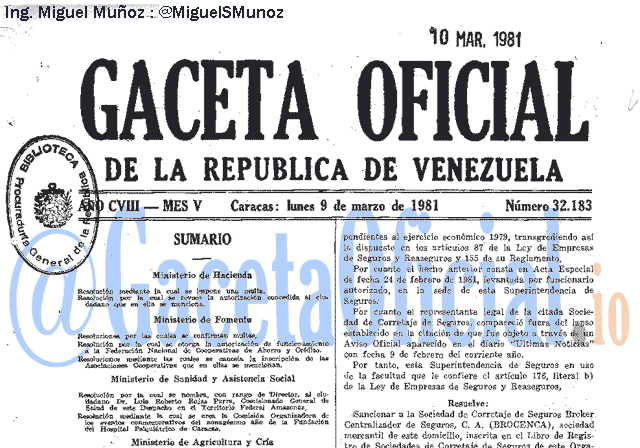Gaceta Oficial 32183 del 9 Marzo 1981