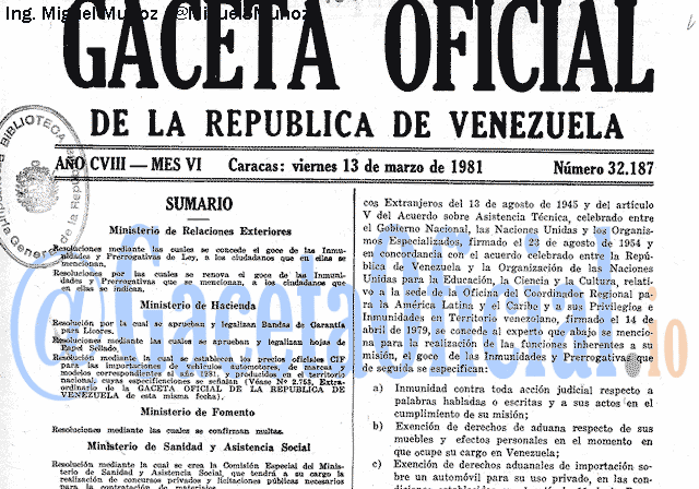 Gaceta Oficial 32187 del 13 Marzo 1981