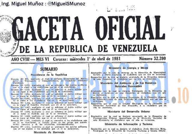 Gaceta Oficial 32200 del 1 Abril 1981