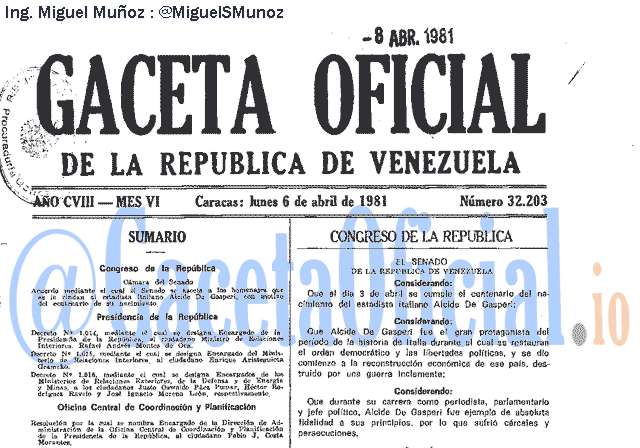 Gaceta Oficial 32203 del 6 Abril 1981