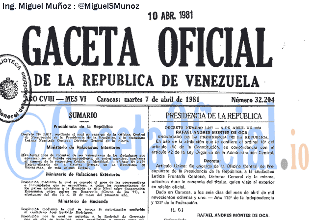 Gaceta Oficial 32204 del 7 Abril 1981