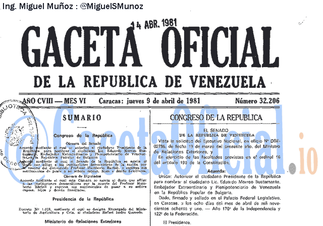 Gaceta Oficial 32206 del 9 Abril 1981
