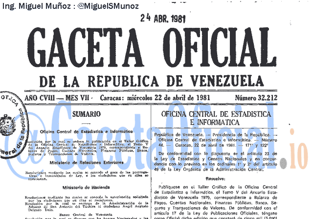 Gaceta Oficial 32212 del 22 Abril 1981