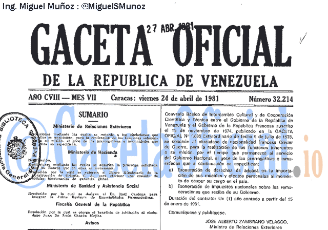 Gaceta Oficial 32214 del 24 Abril 1981