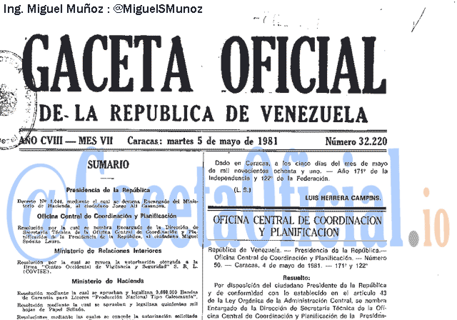 Gaceta Oficial 32220 del 5 Mayo 1981