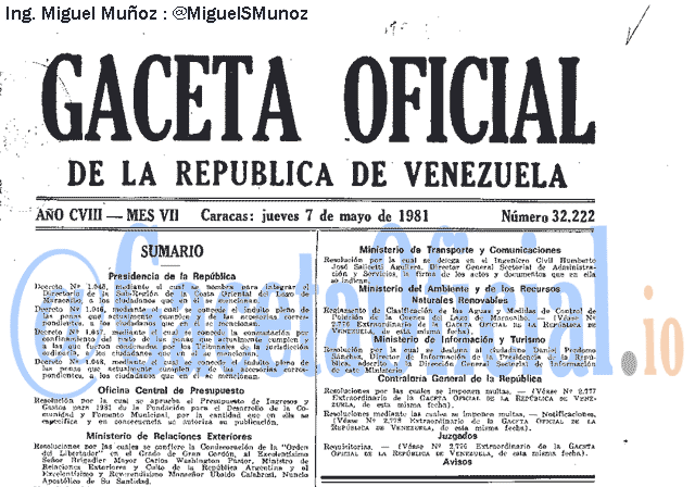 Gaceta Oficial 32222 del 7 Mayo 1981