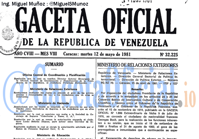 Gaceta Oficial 32225 del 12 Mayo 1981