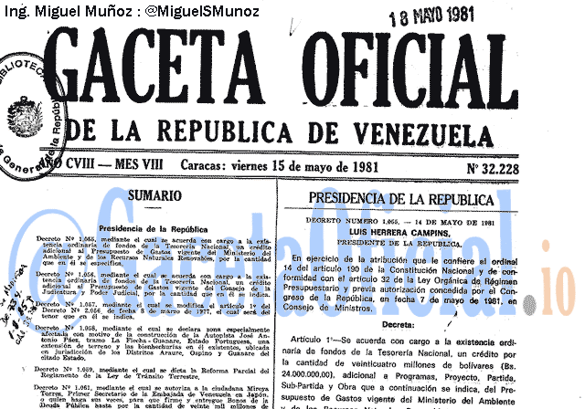 Gaceta Oficial 32228 del 15 Mayo 1981