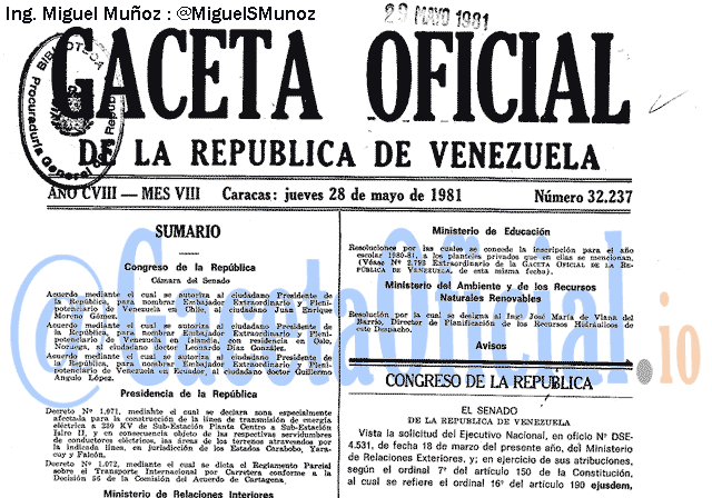 Gaceta Oficial 32237 del 28 Mayo 1981