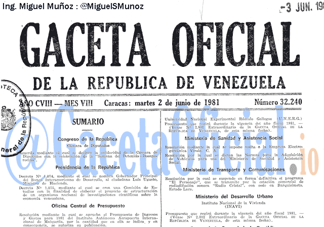 Gaceta Oficial 32240 del 2 Junio 1981