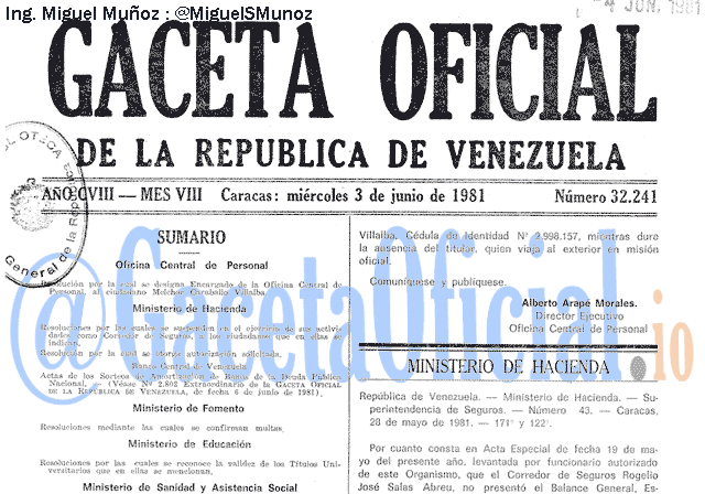 Gaceta Oficial 32241 del 3 Junio 1981