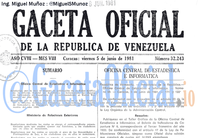 Gaceta Oficial 32243 del 5 Junio 1981