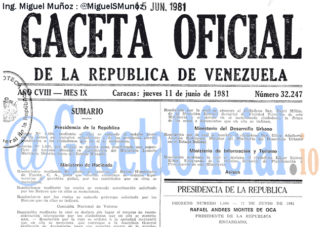 Gaceta Oficial 32247 del 11 Junio 1981