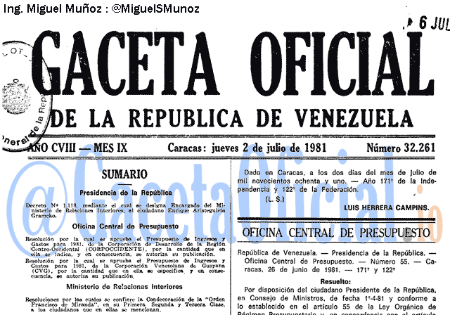 Gaceta Oficial 32261 del 2 Julio 1981