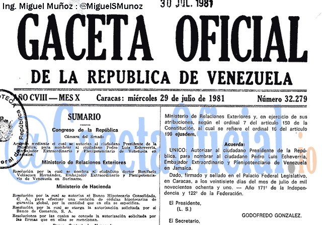 Gaceta Oficial 32279 del 29 Julio 1981