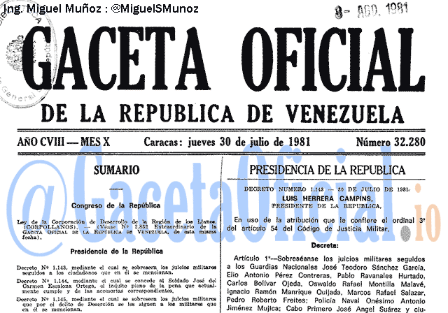 Gaceta Oficial 32280 del 30 Julio 1981