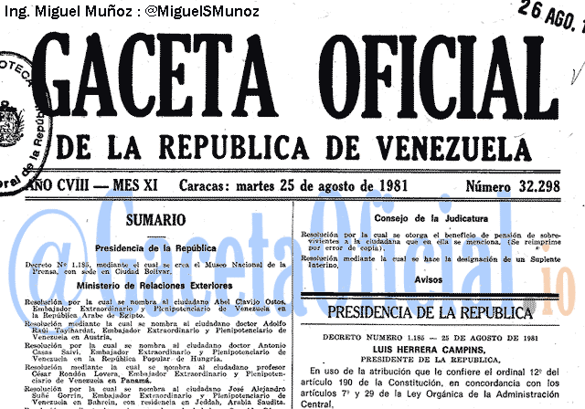 Gaceta Oficial 32298 del 25 Agosto 1981
