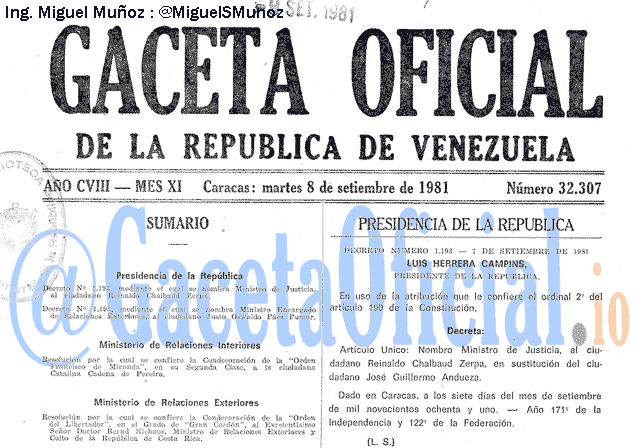 Gaceta Oficial 32307 del 8 Septiembre 1981