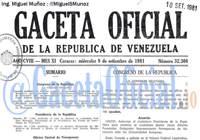 Gaceta Oficial 32308 del 9 Septiembre 1981
