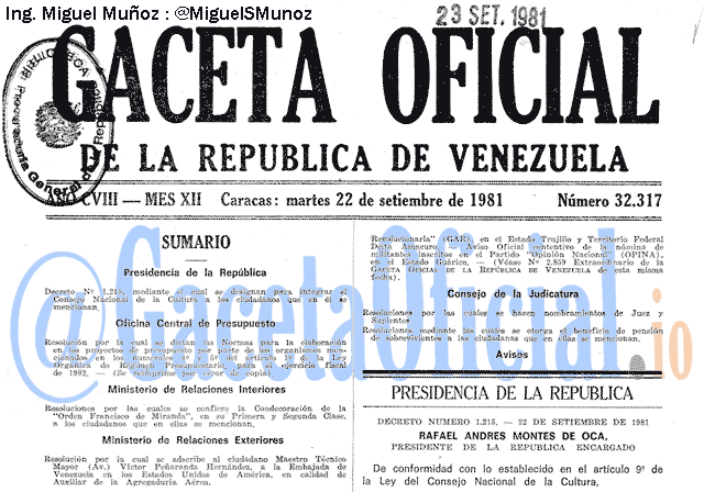 Gaceta Oficial 32317 del 22 Septiembre 1981
