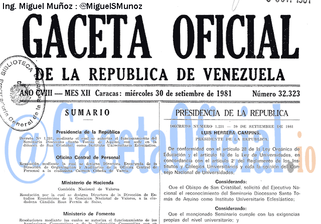 Gaceta Oficial 32323 del 30 Septiembre 1981