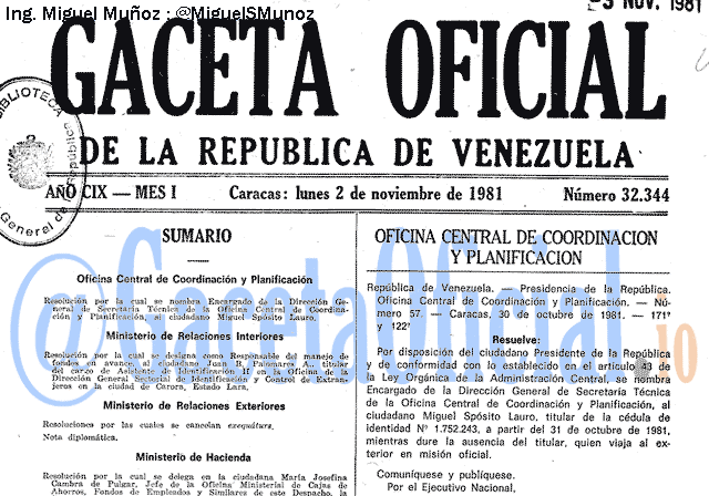 Gaceta Oficial 32344 del 2 Noviembre 1981