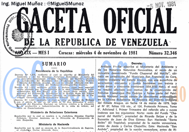 Gaceta Oficial 32346 del 4 Noviembre 1981
