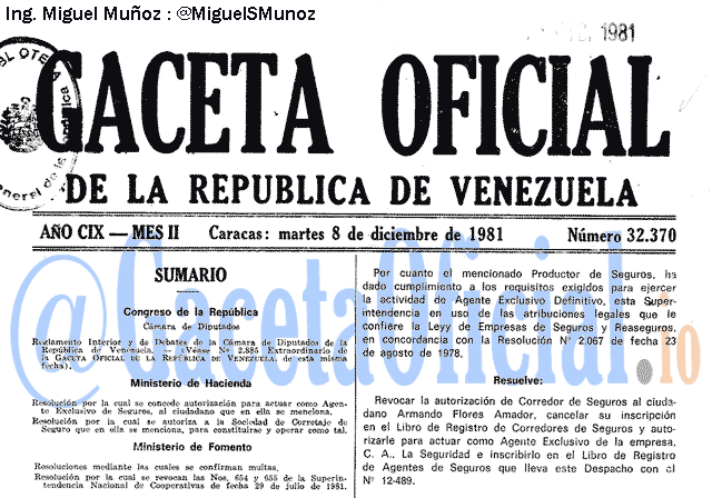 Gaceta Oficial 32370 del 8 Diciembre 1981