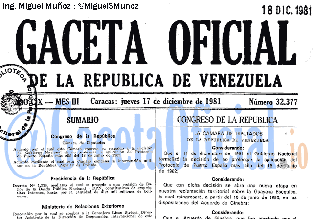 Gaceta Oficial 32377 del 17 Diciembre 1981