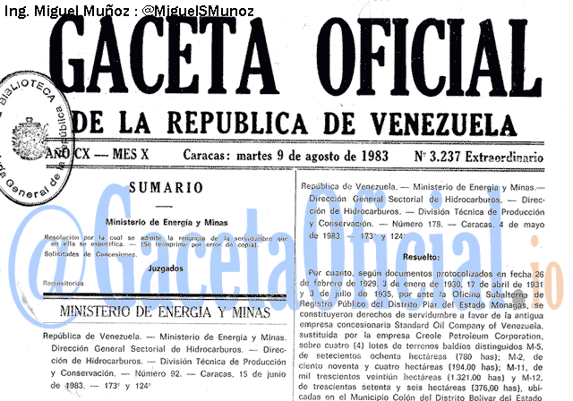 Gaceta Oficial 3237 del 9 Agosto 1983