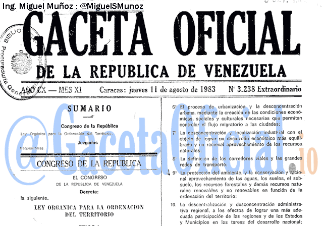 Gaceta Oficial 3238 del 11 Agosto 1983