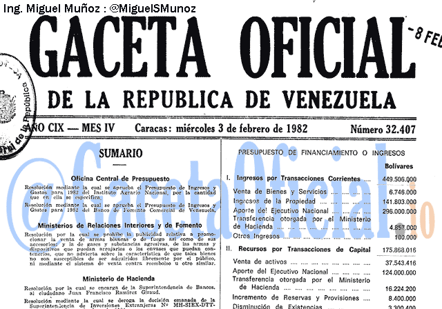 Gaceta Oficial 32407 del 3 Febrero 1982