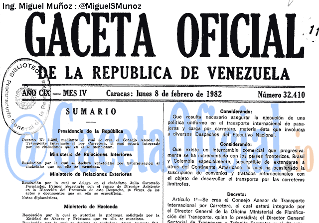 Gaceta Oficial 32410 del 8 Febrero 1982