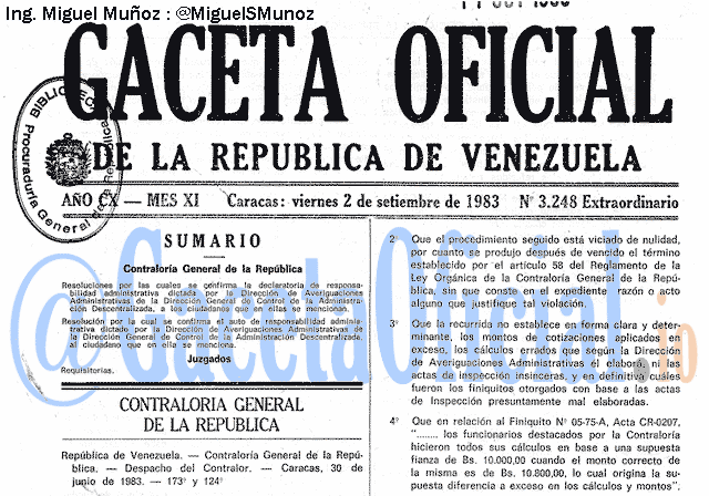 Gaceta Oficial 3248 del 2 Septiembre 1983