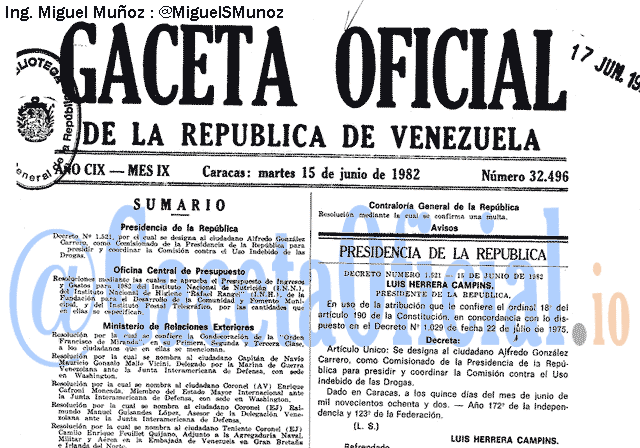 Gaceta Oficial 32496 del 15 Junio 1982