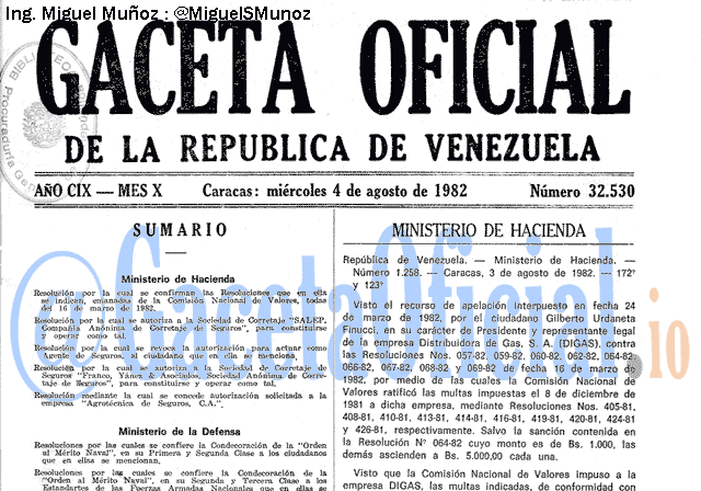 Gaceta Oficial 32530 del 4 Agosto 1982