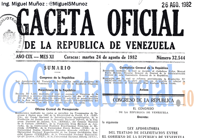Gaceta Oficial 32544 del 24 Agosto 1982